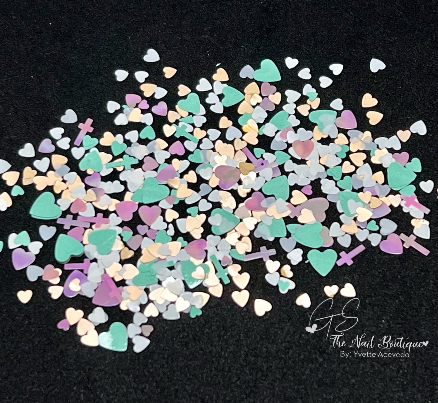 Mixed heart glitter